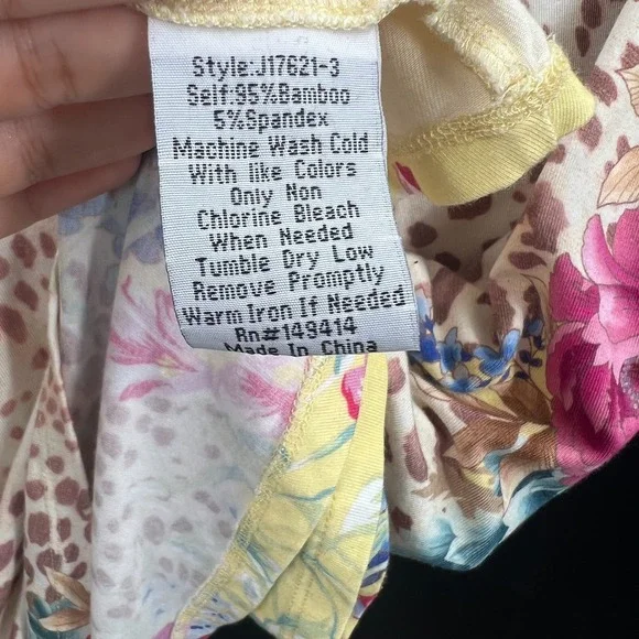 Johnny Was Wildflower Leopard Floral Swing Tee Boho Cottagecore Top Bamboo L - Picture 6 of 10